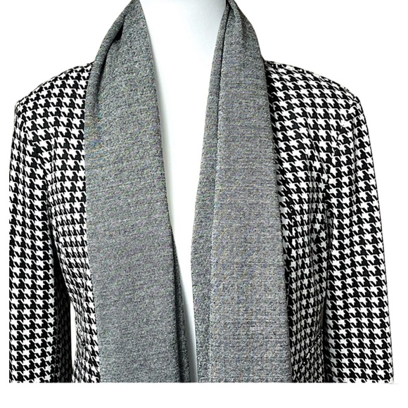 Cabi Houndstooth Woven Knit Relaxed Open Front Cardigan Size S Black Grey White - Picture 3 of 12